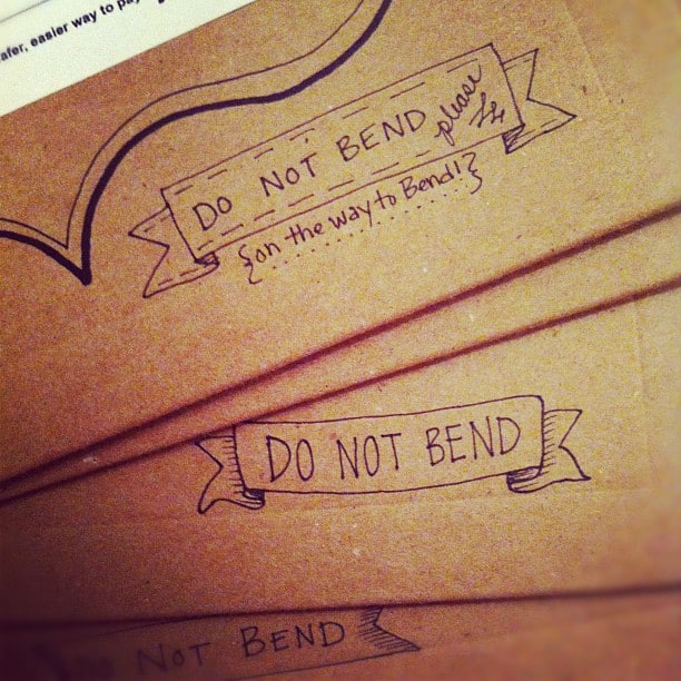 Lest you worry all this shipping makes me lose my sense of humor! #donotbend #enrouteToBend