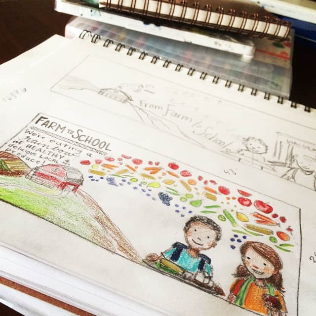 Working away on concepts for our  local Farm to School program. So much fun!