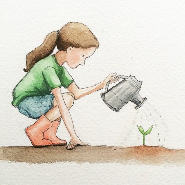 Planting seeds in watercolor today. Grateful for a friend who reminded me to paint for the love.