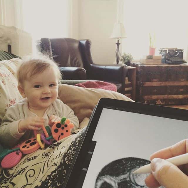Working at home with this little mush means working on an ipad pro instead of paper and pencil, 137 interruptions in the process, and all the gurgley smiles. (p.s. if you are fans of #thegrowlybooks you might want to visit thegrowlybooks.com – A little bird told me there's a trailer for a new Adventure over there!)